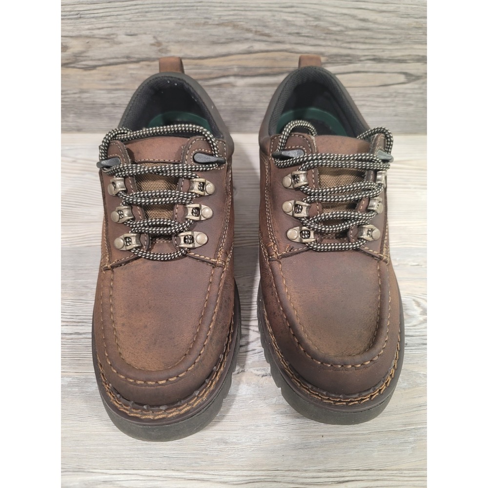 Earth Shoe woman' size 8 1/2 brown leather platform bottoms chunky lace up